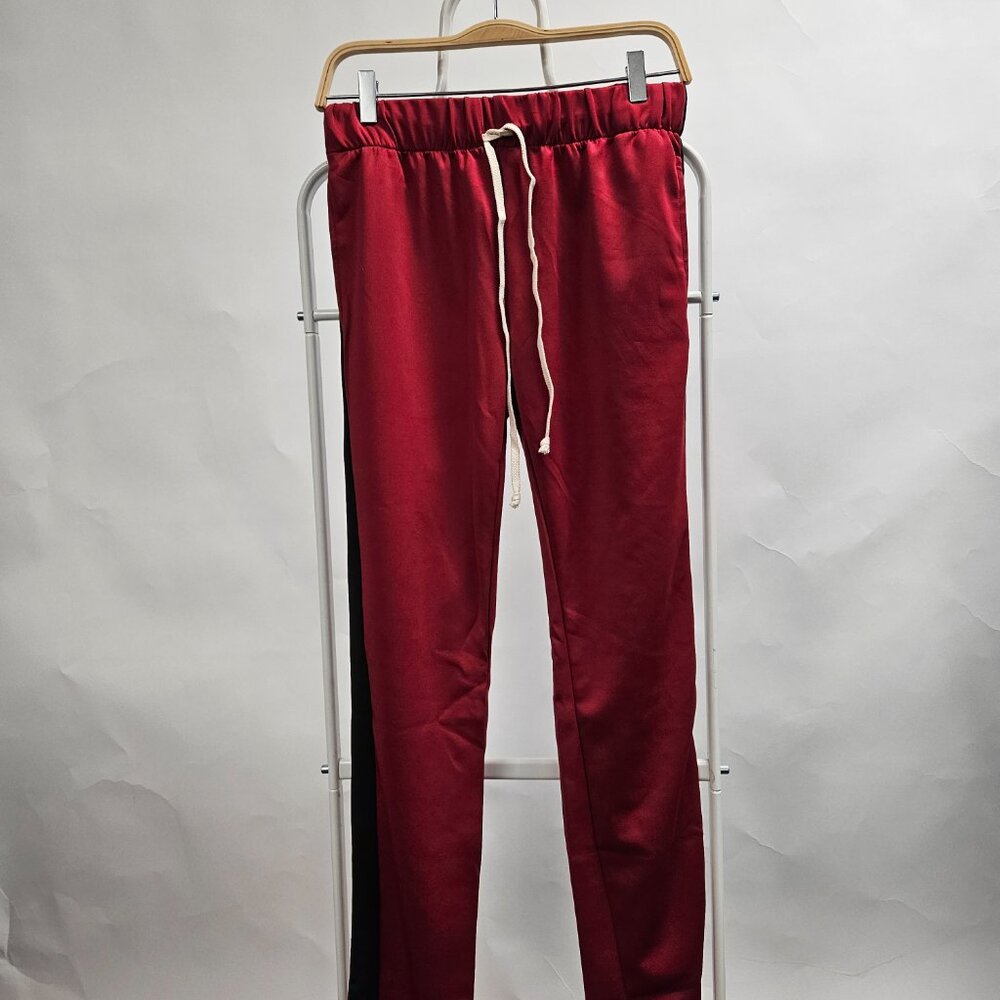 Urban Brand Men's Skinny Fit Track Pants Joggers DarkRed Black
